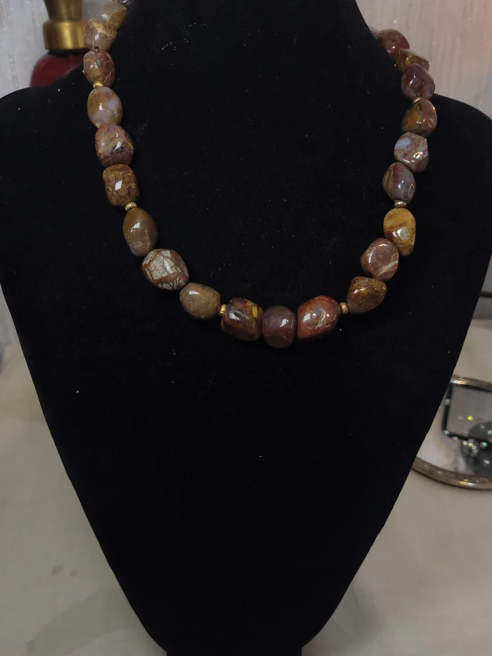 Vintage Artisan 925 Sterling Silver Gold Vermeil Natural Mookaite Jasper